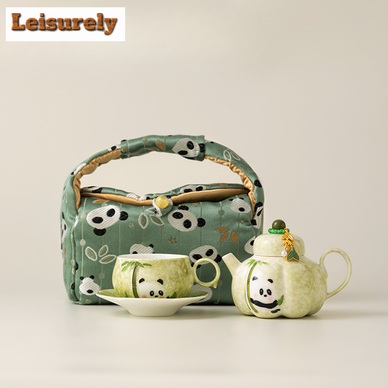 Korean Tea Set - Hand-painted Panda Travel Tea Set Kit