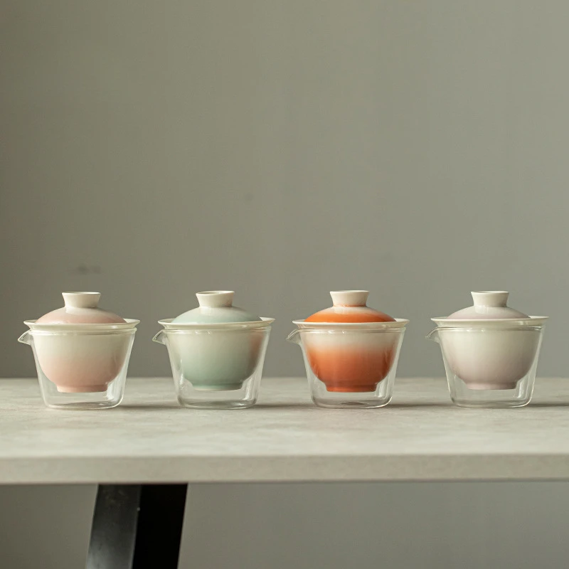 Korean Tea Set - Stunning Colors Handmade Smudge Protable Teaware