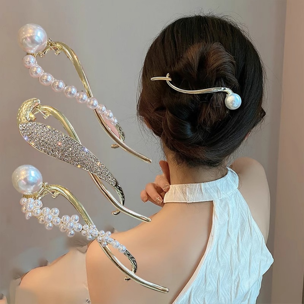 Elegant Glitter Pearl Hair Cli - Korean Daily Lifestyle reseña y precio