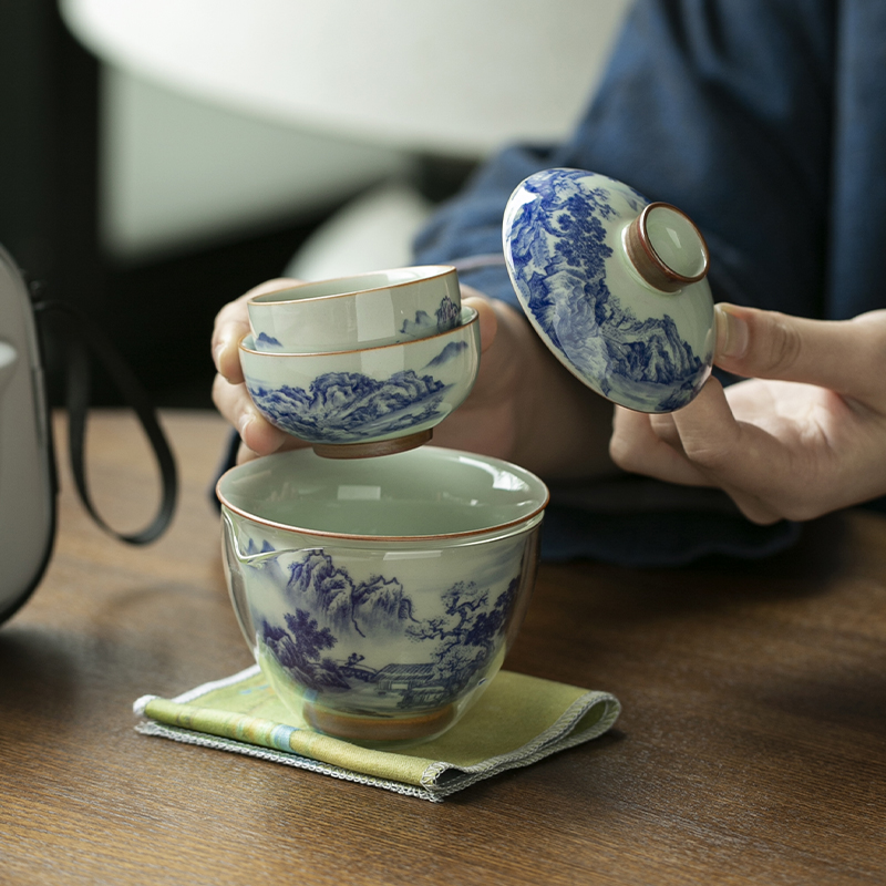 Chinese Retro Blue and White P - Korean Tea Set reseña y precio